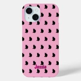 Funda Para iPhone 15 Gato negro (rosa)