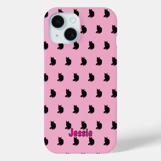 Funda Para iPhone 15 Gato negro (rosa)