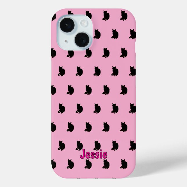 Funda De Case-Mate Para iPhone Gato negro (rosa) (Reverso )