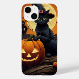 Funda Para iPhone 14 De Case-Mate Gato negro sobre calabaza