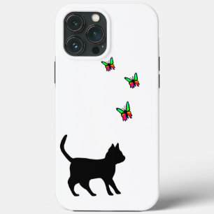 Funda Para iPhone 13 Pro Max Gato negro y mariposa