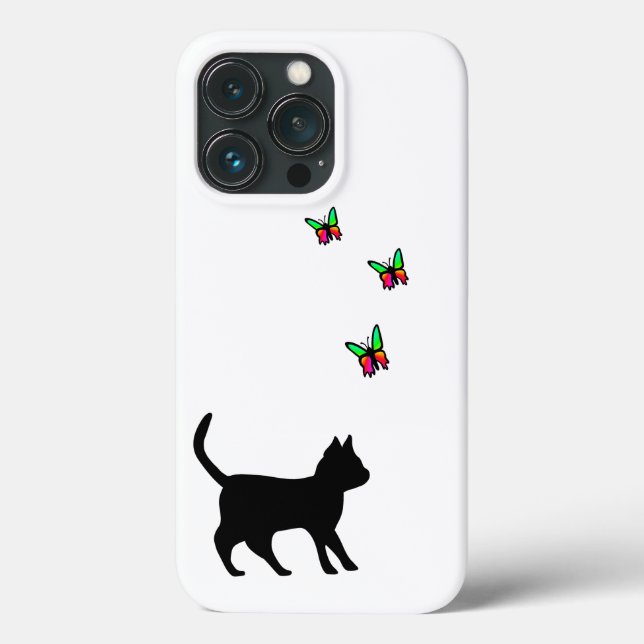 Funda De Case-Mate Para iPhone Gato negro y mariposa (Reverso )