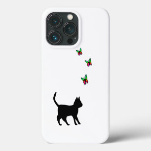 Funda Para iPhone 13 Pro Gato negro y mariposa