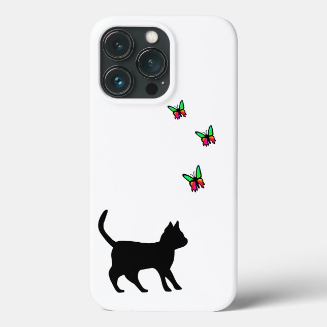 Funda De Case-Mate Para iPhone Gato negro y mariposa (Reverso )