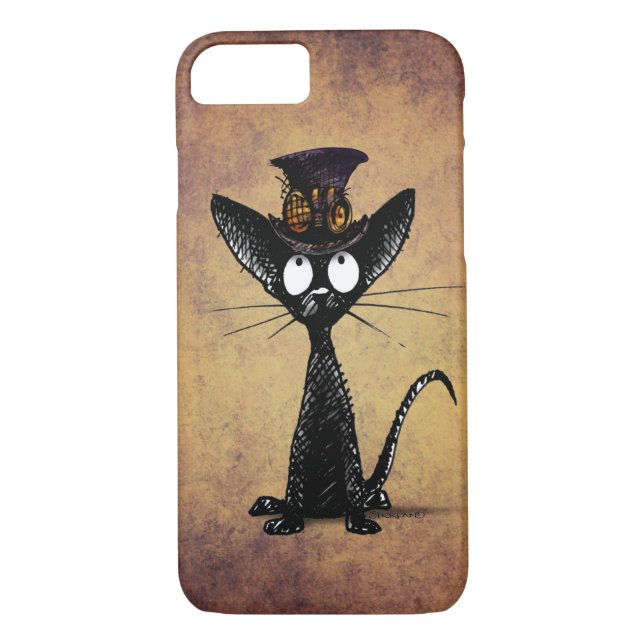Funda De Case-Mate Para iPhone Gato oriental negro divertido de Shorthair (Reverso)