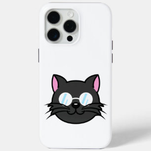 Funda Para iPhone 15 Pro Max Gato oscuro Gato negro Gato Gris vestido con lente