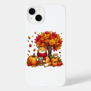 Funda Para iPhone 14 Plus De Case-Mate Gato Otoñal Adorable con Café Helado Calabazas