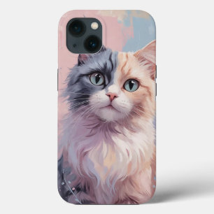 Funda Para iPhone 13 Gato Pastel caprichoso - Media Gris, Media Ginger
