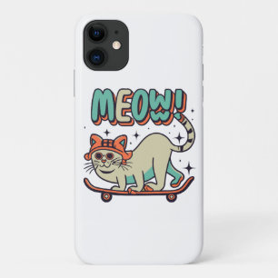 Funda Para iPhone 11 Gato Patinando Miau