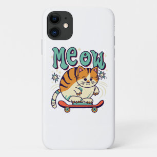 Funda Para iPhone 11 Gato Patinando Miau