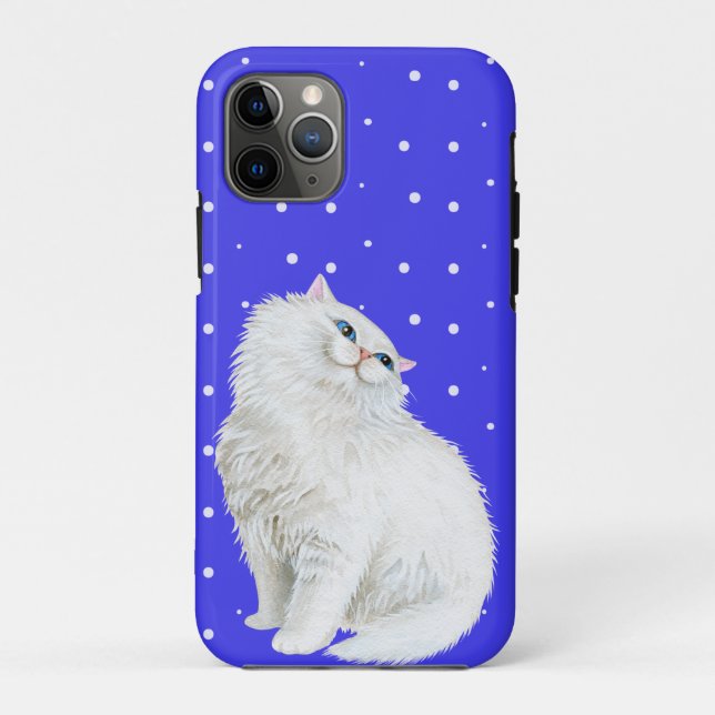 Funda De Case-Mate Para iPhone Gato persa con puntos blancos (Reverso)