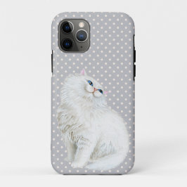 Funda Para iPhone 11 Pro Gato persa con puntos grises y blancos