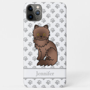 Funda Para iPhone 11 Pro Max Gato Persa de Dibujo Animado Lindo de Chocolate &