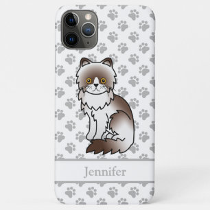 Funda Para iPhone 11 Pro Max Gato Persa de Dibujos Animados Lindo Bi-Color Choc