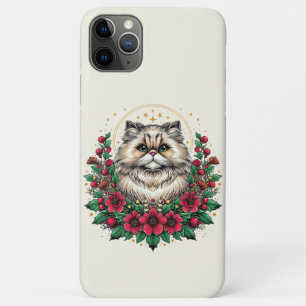 Funda Para iPhone 11 Pro Max Gato persa lindo, Kitty persa floral