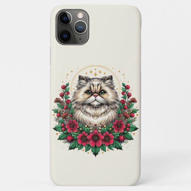 Funda De Case-Mate Para iPhone Gato persa lindo, Kitty persa floral (Reverso)