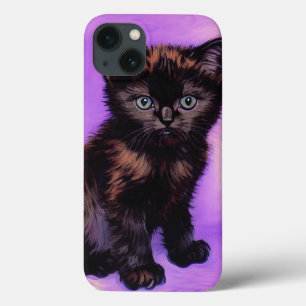 Funda Para iPhone 13 Gato púrpura estilo Van Gogh