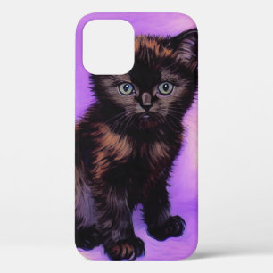 Funda Para iPhone 12 Gato púrpura estilo Van Gogh