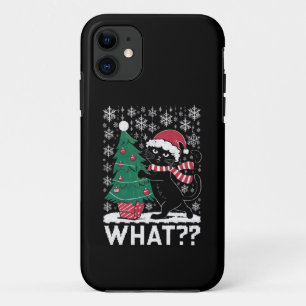 Funda Para iPhone 11 Gato Qué divertido gato negro empujando árbol de N
