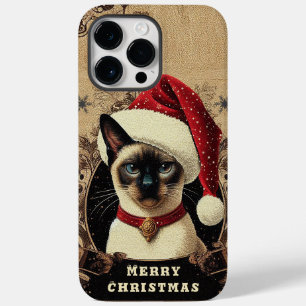 Funda Para iPhone 14 Pro Max De Case-Mate Gato regional siamés de navidades, Navidad Santa K