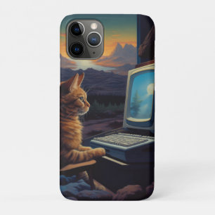Funda Para iPhone 11 Pro Gato Retro Gamer   Juego de arte de píxeles de 8 b