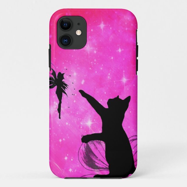 Funda De Case-Mate Para iPhone Gato rosa persiguiendo a un hato (Reverso)