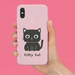 Funda Para iPhone 15 Gato rosa y negro