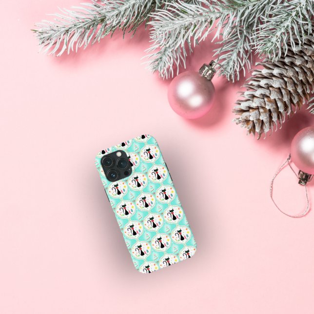 Funda De Case-Mate Para iPhone Gato siamés de Navidad retro Ogee (Subido por el creador)