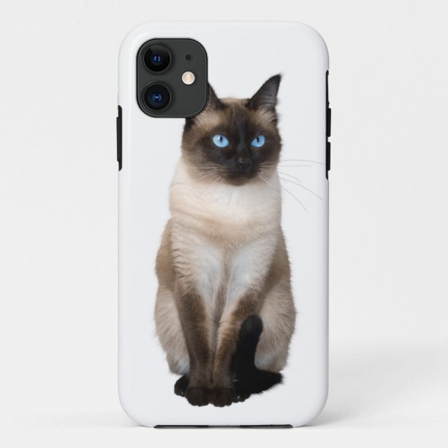 Funda De Case-Mate Para iPhone Gato siamés en blanco (Reverso)