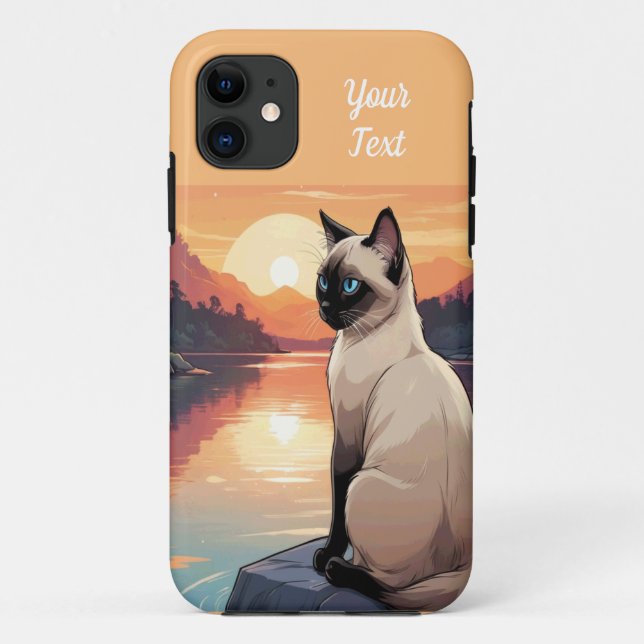 Funda De Case-Mate Para iPhone Gato siamés junto al lago (Reverso)