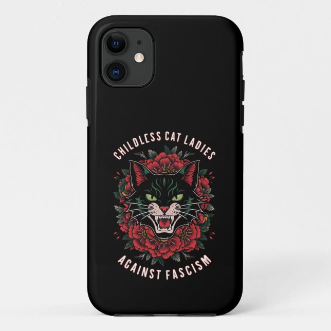 Funda De Case-Mate Para iPhone Gato sin hijos contra el fascismo (Reverso)