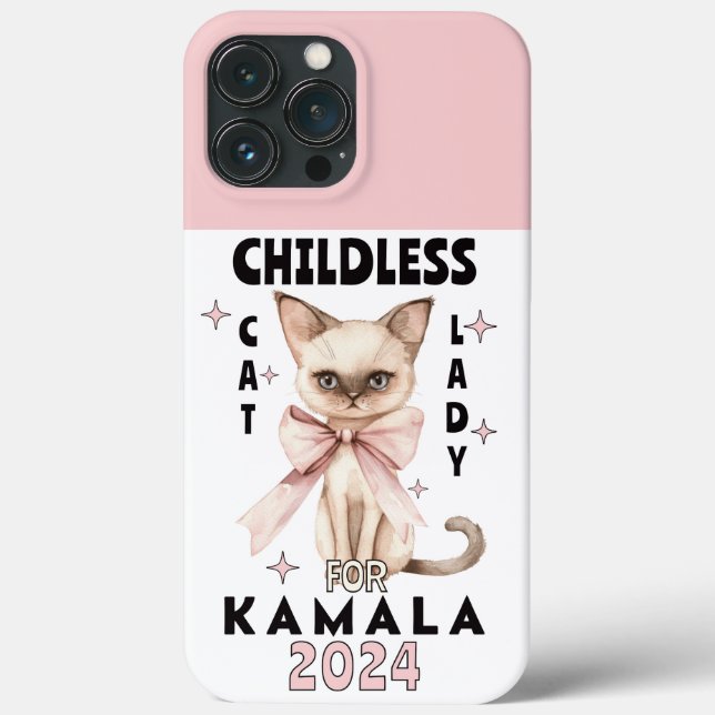 Funda De Case-Mate Para iPhone Gato sin hijos Lady para Kamala (Reverso )