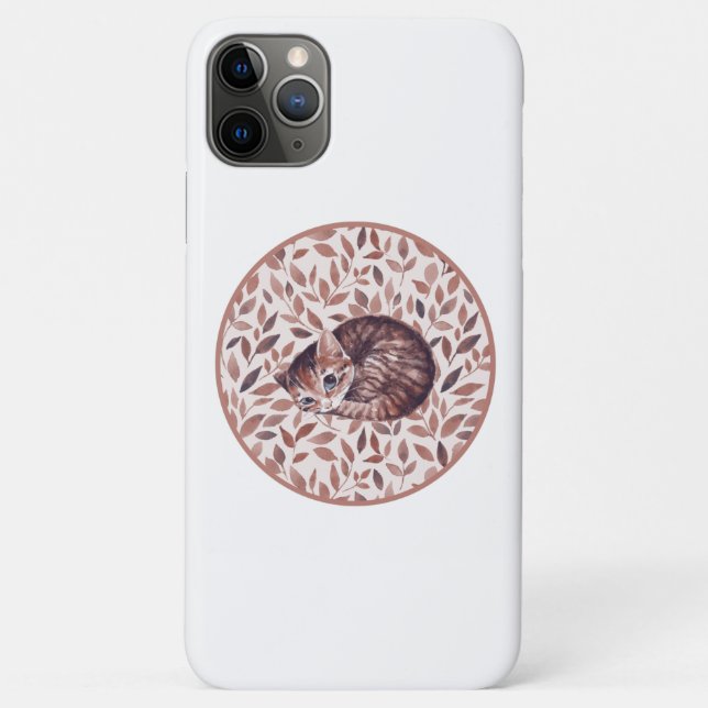 Funda De Case-Mate Para iPhone Gato somnoliento. Acuarela (Reverso)