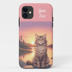 Funda Para iPhone 11 Gato Tabby Gris junto al Lago