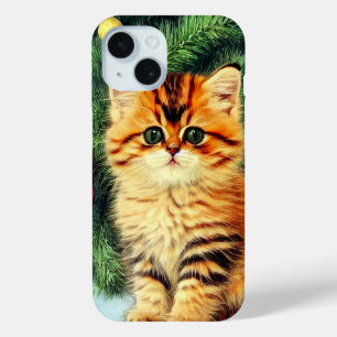 Funda Para iPhone 15 Gato vintage de Navidad