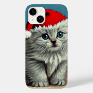 Funda Para iPhone 14 De Case-Mate Gato vintage de Navidad en Sombrero Santa