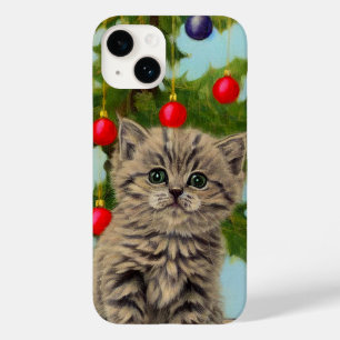 Funda Para iPhone 14 De Case-Mate Gato vintage y árbol de Navidad