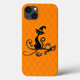 Funda Para iPhone 13 Gato WItch de Halloween