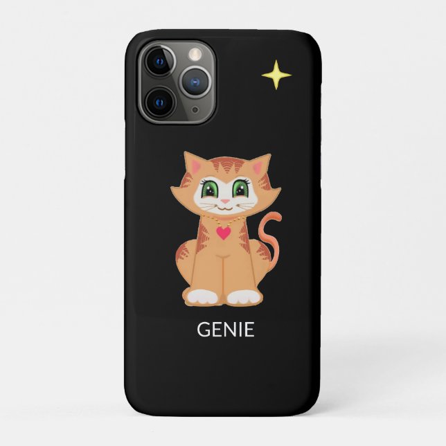 Funda De Case-Mate Para iPhone Gato y estrella kitty sobre negro (Reverso)