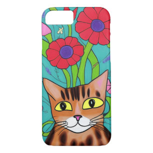 Funda Para iPhone 8/7 Gato y flores de arte folclórico