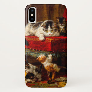 Funda Para iPhone X Gato y gatitos jugando con silla