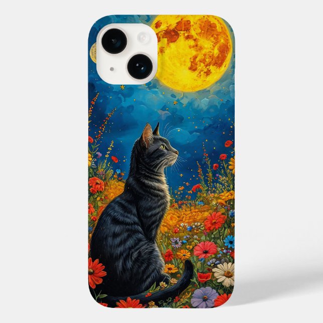 Funda De Case-Mate Para iPhone Gato y luna (Reverso )