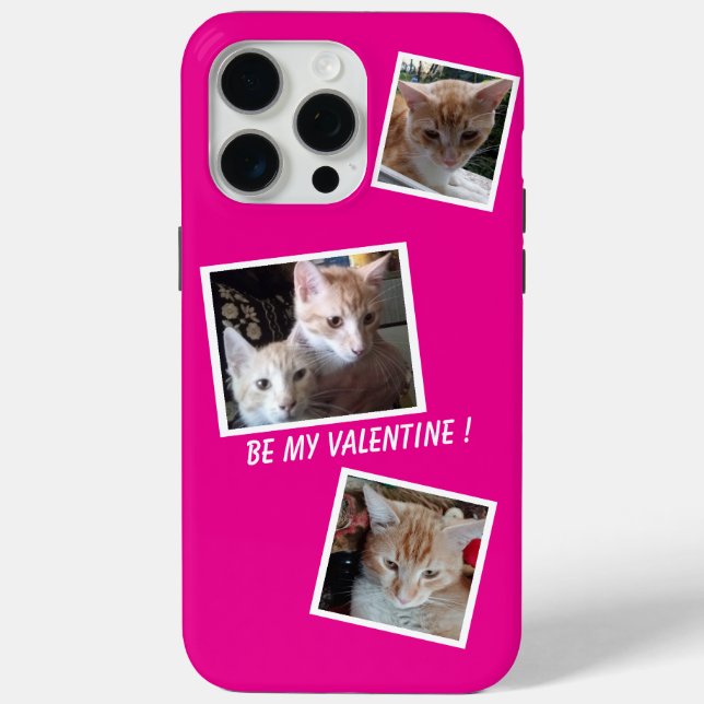 Funda De Case-Mate Para iPhone Gatos 3 Fotos Collage Mascotas Nombre Verde (Reverso )