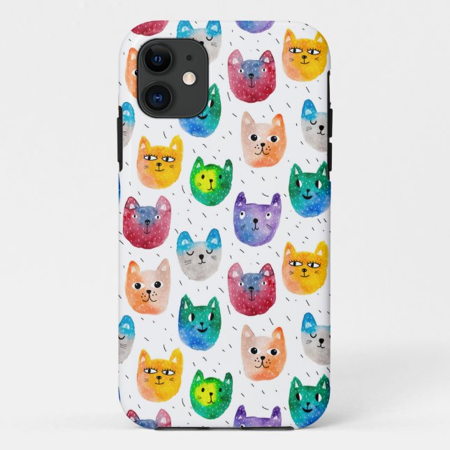 Funda De Case-Mate Para iPhone Gatos acuarela y amigos (Reverso)
