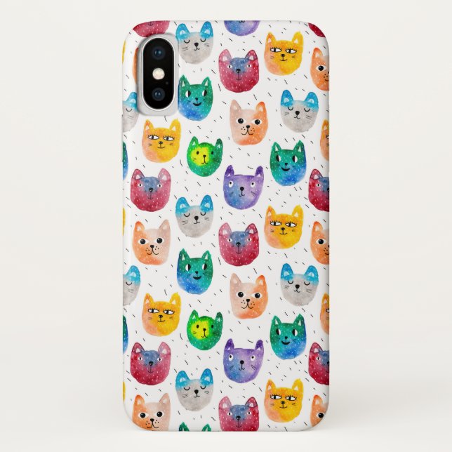 Funda De Case-Mate Para iPhone Gatos acuarelas y amigos (Reverso)
