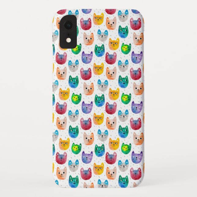 Funda De Case-Mate Para iPhone Gatos acuarelas y amigos (Reverso)