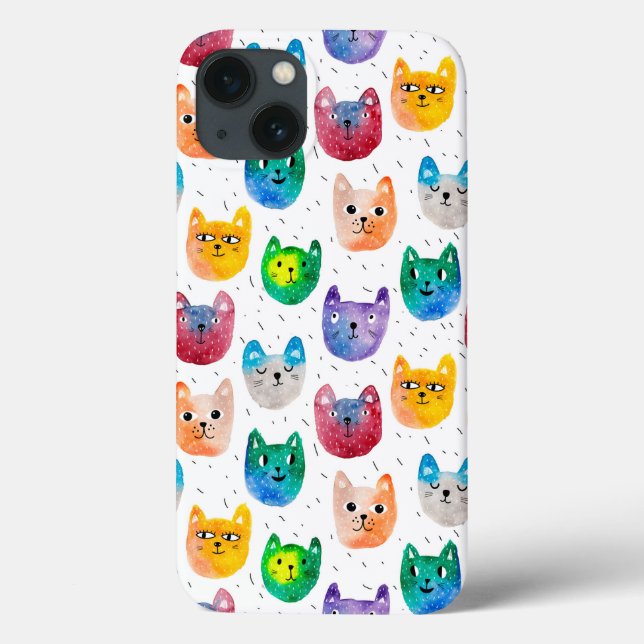 Funda De Case-Mate Para iPhone Gatos acuarelas y amigos (Reverso)