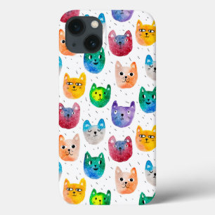 Funda Para iPhone 13 Gatos acuarelas y amigos
