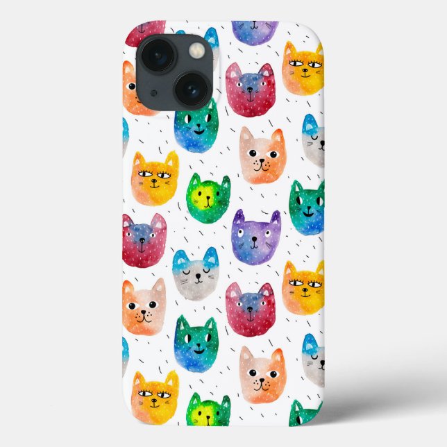 Funda De Case-Mate Para iPhone Gatos acuarelas y amigos (Reverso)