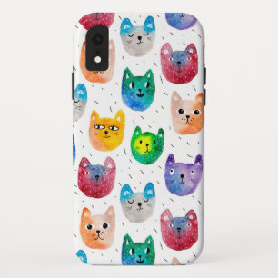 Funda Para iPhone XR Gatos acuarelas y amigos